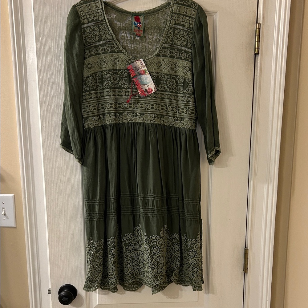 Johnny Was Forest Green Long Sleeve Dress